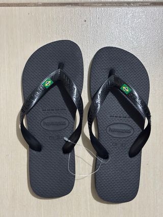 Havaianas negras bandera Brasil Talla 37/38