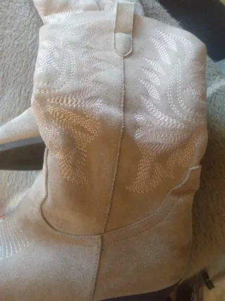 Botas cowboy bordadas beige