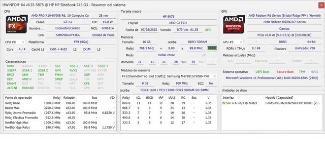 HP EliteBook 745 G3 14'' 16 GB schermo FHD