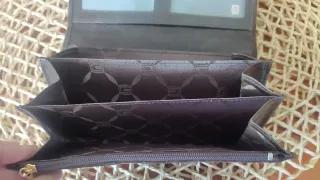 Monedero piel y ante marrón con logo G