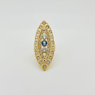 LANZADERA XXL 3 PIEDRAS AZUL 18K