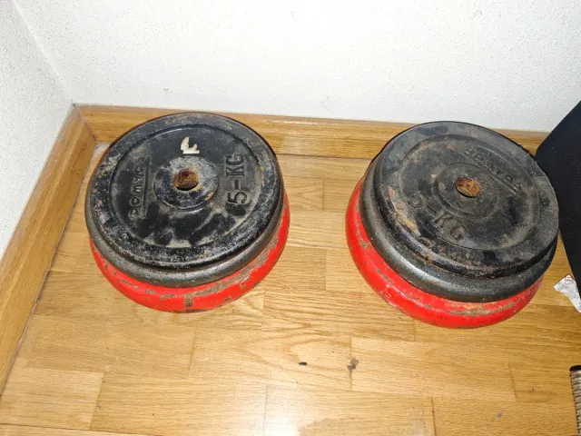 Banco de pesas + barras y discos