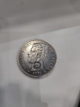 Moneda 5 Pesetas 1871 Rey Amadeo I