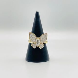 ANILLO MARIPOSA MEDIANA PIEDRA BLANCA 18K