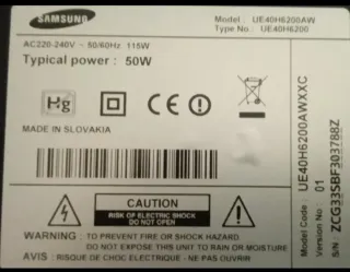 Componentes TV Samsung UE40H6200. Precio/ud