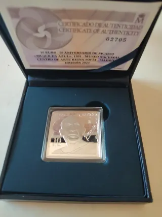Moneda 10 euros Picasso Mujer en Azul 1901 Plata P