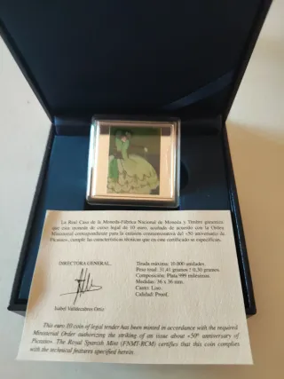 Moneda 10 euros Picasso Mujer en Azul 1901 Plata P