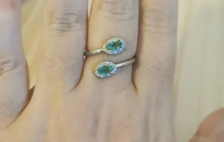 Anillo Plata Esmeralda natural, ajustable.