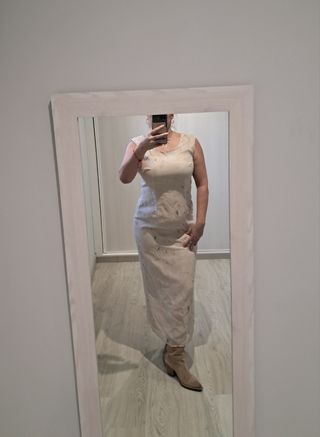 Vestido largo beige