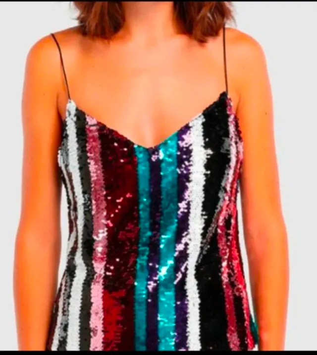 Vestido fiesta lentejuelas rayas