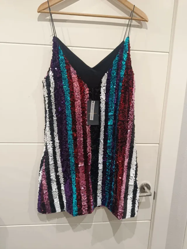 Vestido fiesta lentejuelas rayas