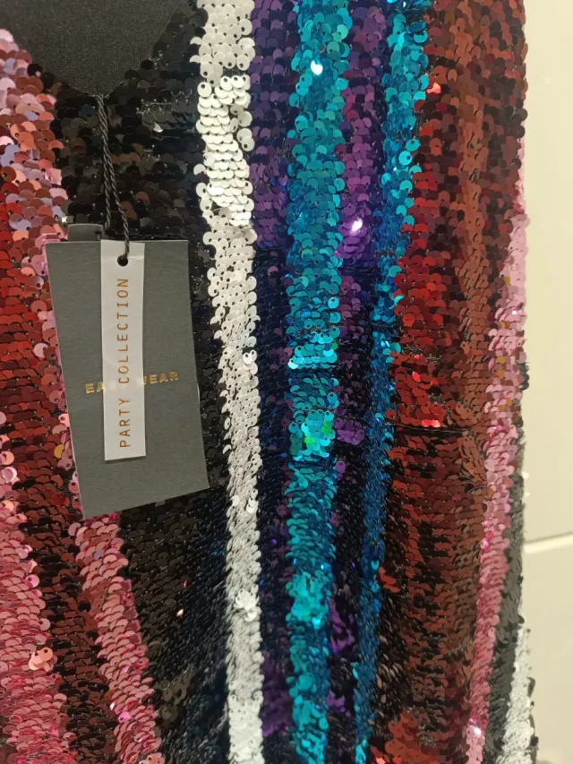 Vestido fiesta lentejuelas rayas