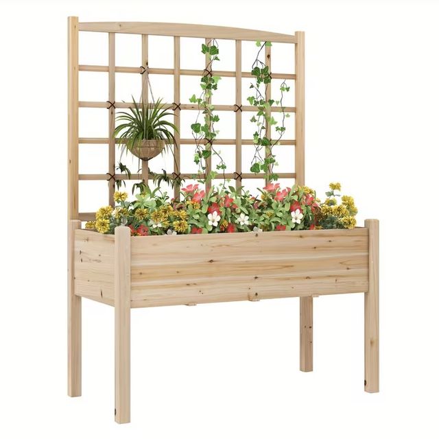 Letto da Giardino Elevato con Trellis a Reticolo e