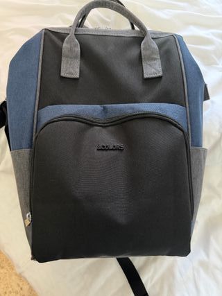 Mochila azul y gris