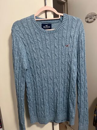 Jersey Hollister Trenzado Azul Talla L
