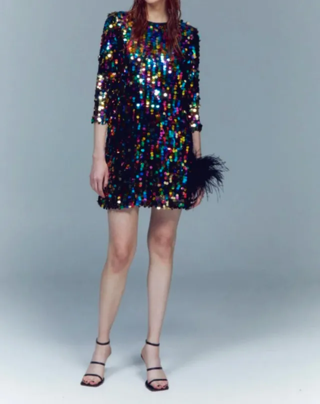 Vestido fiesta lentejuelas multicolor