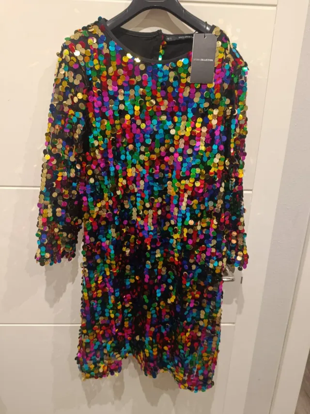 Vestido fiesta lentejuelas multicolor