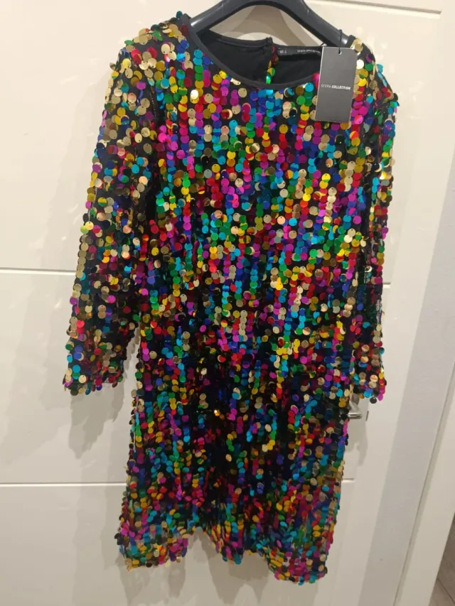 Vestido fiesta lentejuelas multicolor
