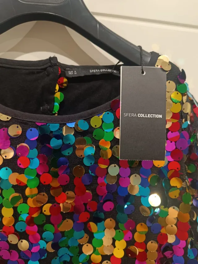 Vestido fiesta lentejuelas multicolor