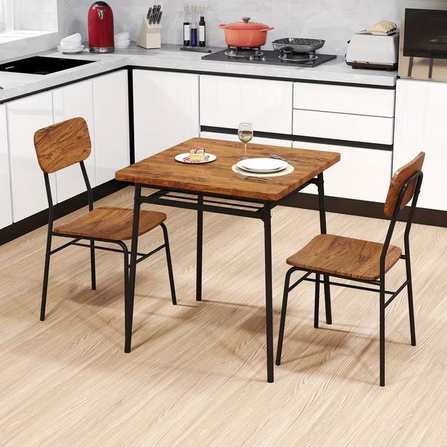3 Pezzi Set da Pranzo Compatto con Tavolo Salvaspa