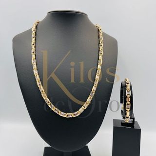 PULSERA BARBATE BARRAS BICOLOR 7MM 18K