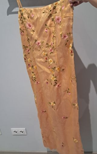 Vestido largo dorado floral