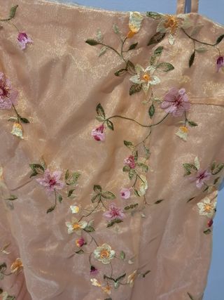 Vestido largo dorado floral