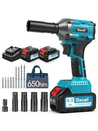 Llave de Impacto 650 Nm con 2 Baterías