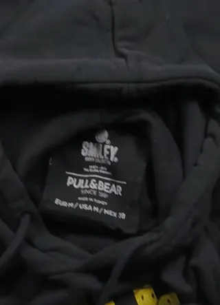 Sudadera Pull&Bear Smiley Negra Talla M