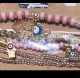 Pulsera Mal de Ojo Hamsa Turca Rosa