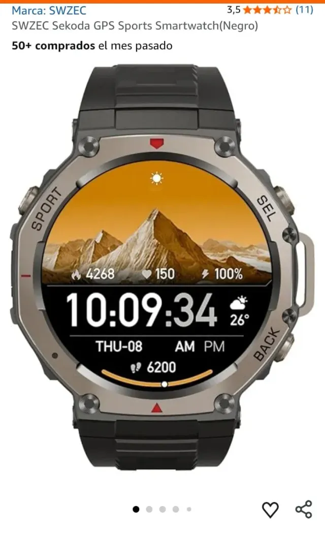 Reloj GPS Deportivo ATS3085L Negro/Plateado