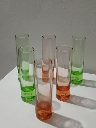 Bicchieri Murano vintage verdi e arancio