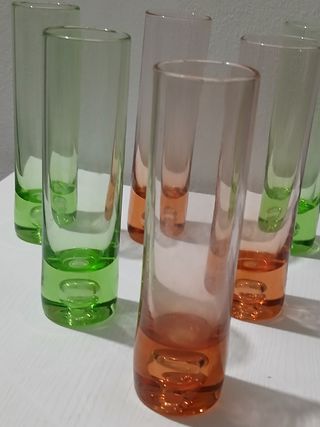 Bicchieri Murano vintage verdi e arancio