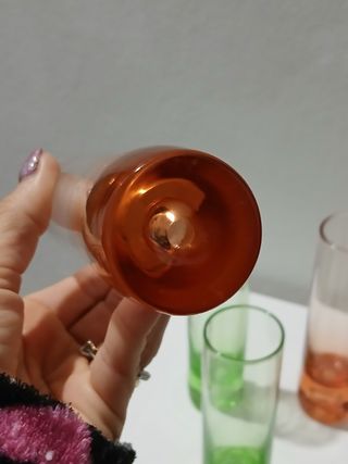 Bicchieri Murano vintage verdi e arancio