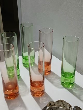 Bicchieri Murano vintage verdi e arancio