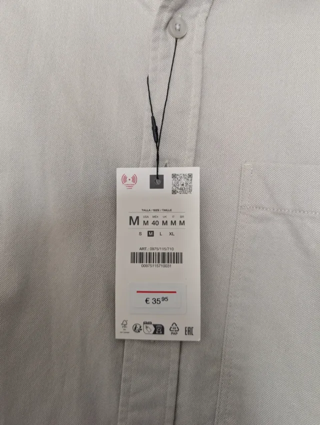 Camisa Zara Algodón Talla M Beige