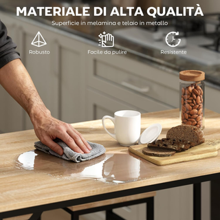 Set Tavolo Moderno da Cucina, Tavolo Alto con 4 Sg