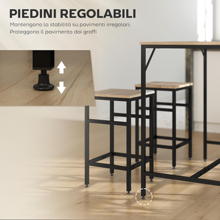 Set Tavolo Moderno da Cucina, Tavolo Alto con 4 Sg