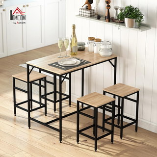 Set Tavolo Moderno da Cucina, Tavolo Alto con 4 Sg