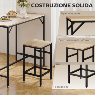 Set Tavolo Moderno da Cucina, Tavolo Alto con 4 Sg