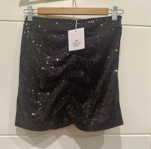Minifalda lentejuelas Green Coast negra