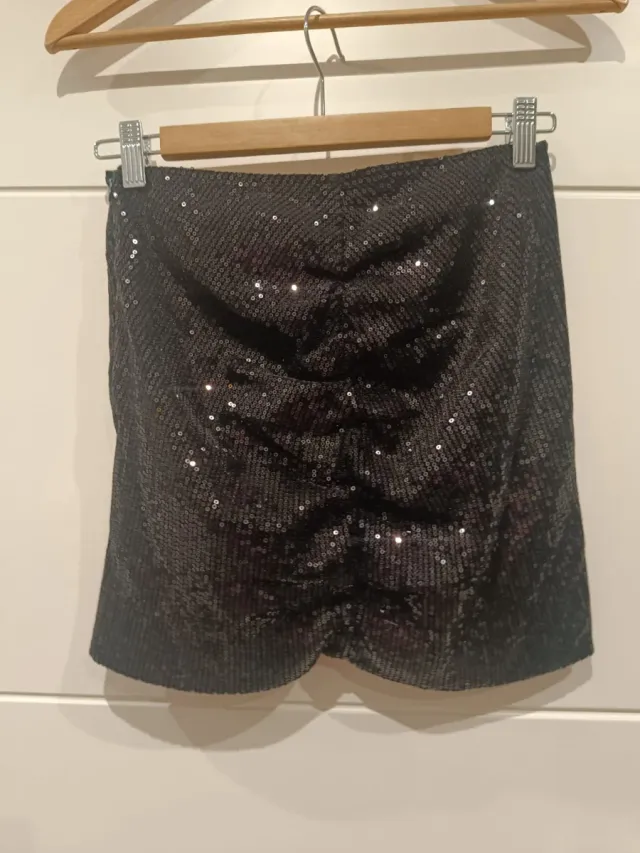 Minifalda lentejuelas Green Coast negra