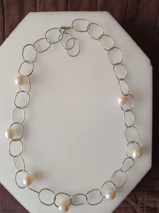 Collar mujer eslabones con perlas