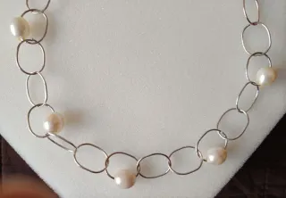 Collar mujer eslabones con perlas