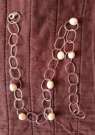 Collar mujer eslabones con perlas