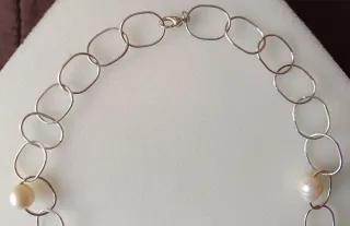 Collar mujer eslabones con perlas