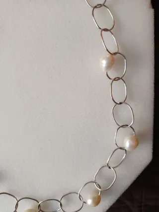 Collar mujer eslabones con perlas