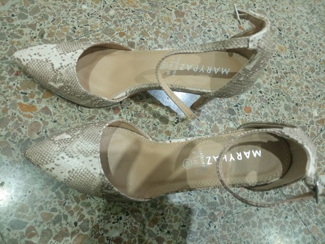 Zapatos tacón Marypaz piel serpiente beige