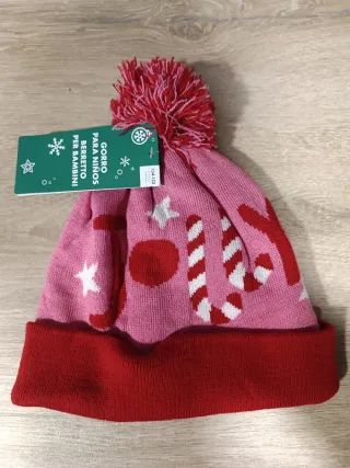 Gorro Navideño Infantil Rosa y Rojo