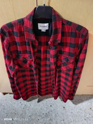Camisa Pull&Bear cuadros rojo y negro Talla M
